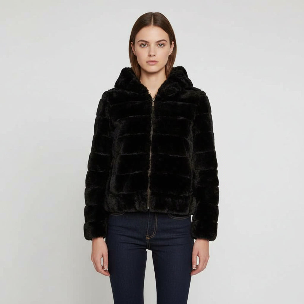 Baldinini Damen Anorak Jacken - Trend 2023 in Schwarz mit Kapuze und Reißverschluss, ideal für Herbst/Wintermode.