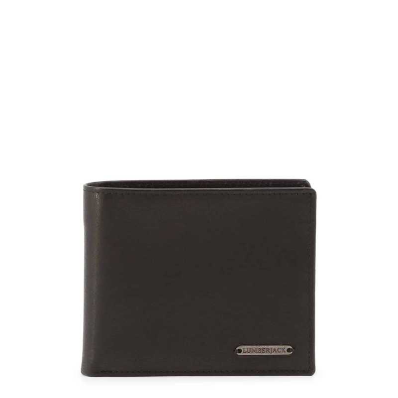 Lumberjack Herren Geldtasche aus schwarzem Leder mit Logo-Plakette. Kompakte Leder Geldtasche ideal für Kreditkarten und Bargeld.