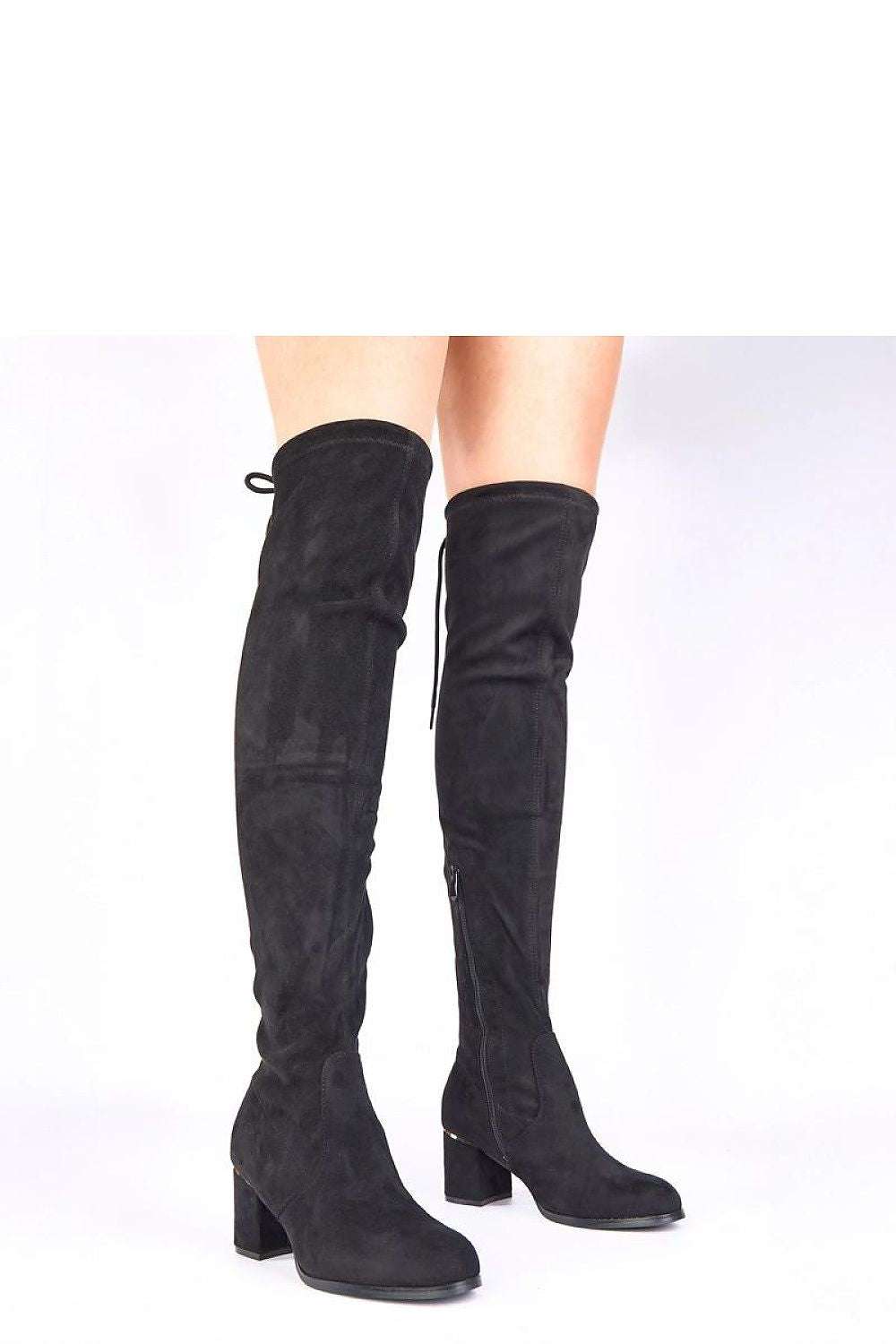 Schwarze Overknee-Stiefel Absatz