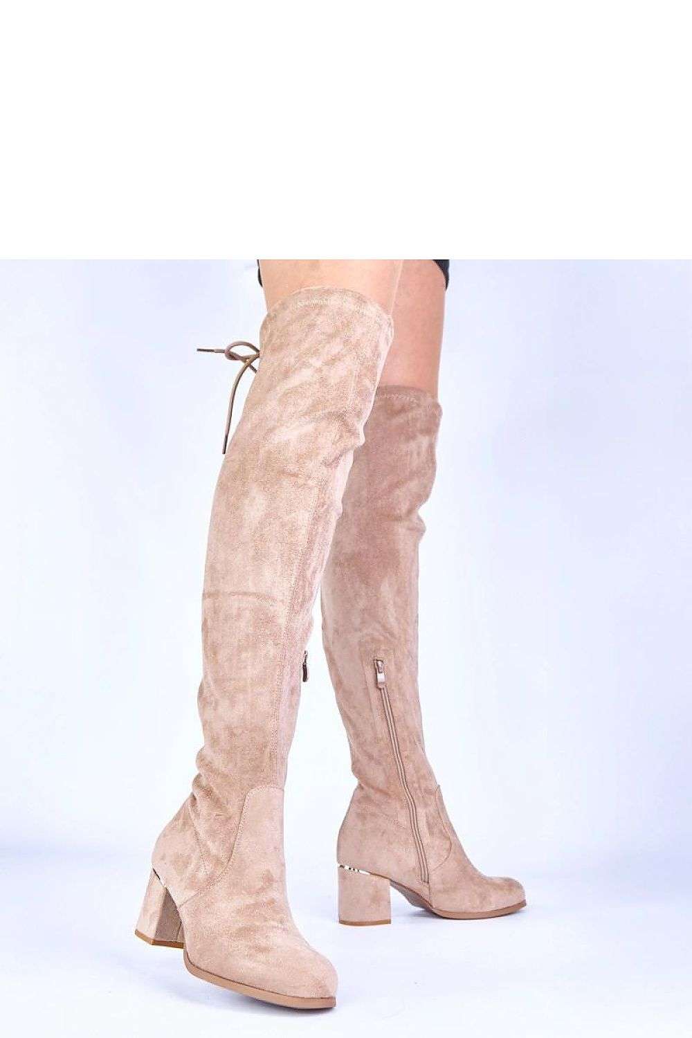 Beige Overknee Stiefel Damen 1