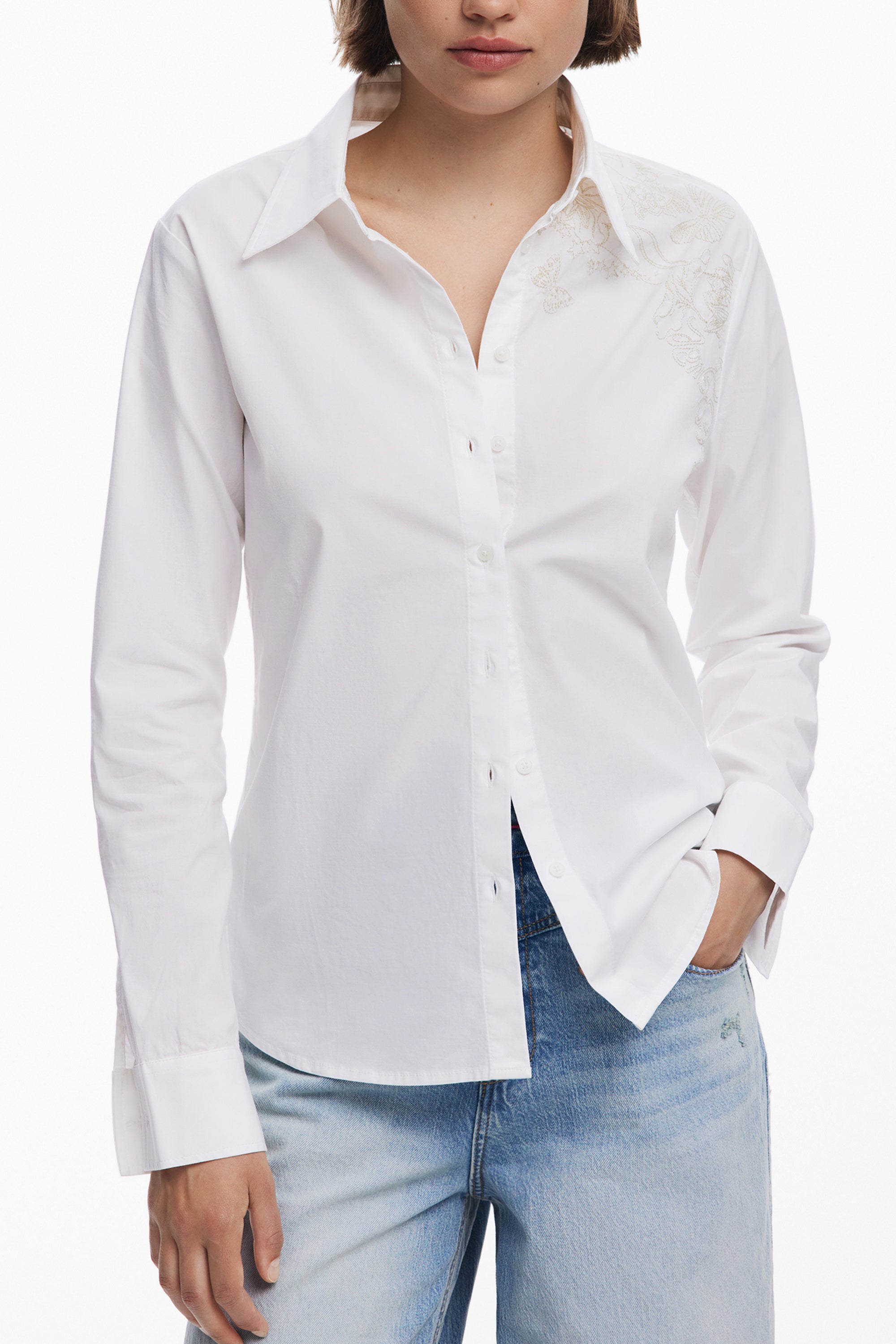 DESIGUAL DAMEN LANGARMSHIRT WEISS Weiß L 8445110711767