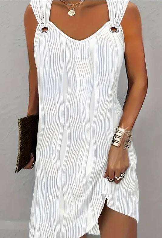 Ärmelloses Minikleid V-Ausschnitt mit Streifen