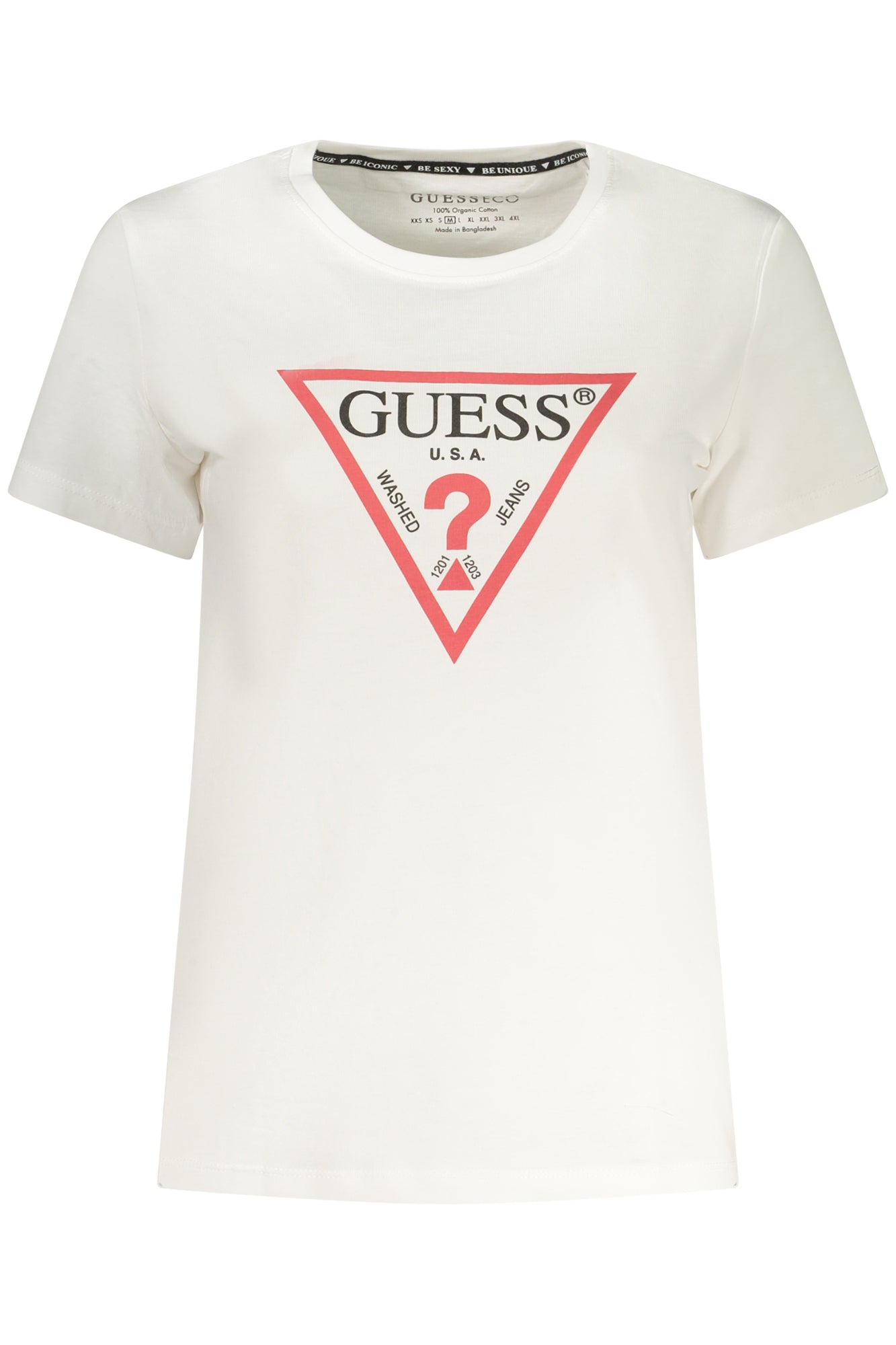GUESS JEANS DAMEN KURZARM-T-SHIRT WEISS Weiß XL 7622078605661