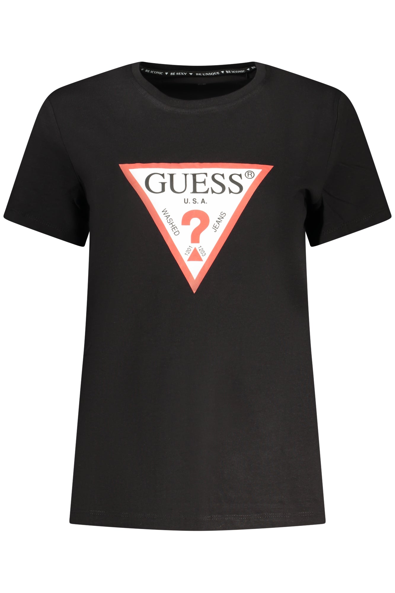 GUESS JEANS DAMEN KURZARM-T-SHIRT SCHWARZ Schwarz XL 7622078605937