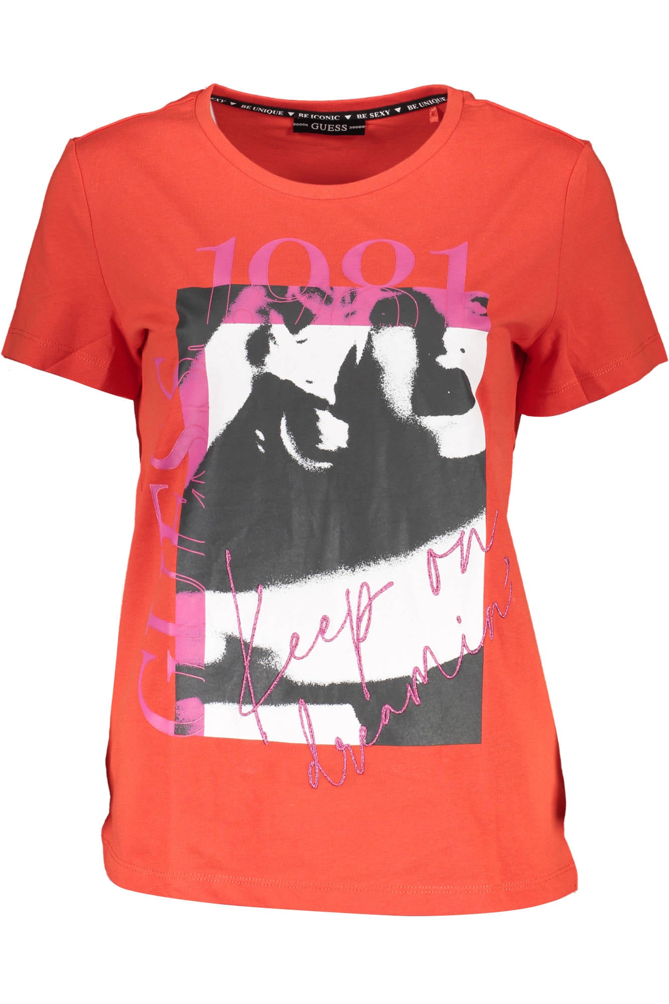 GUESS JEANS DAMEN KURZARM T-SHIRT ROT Rot XS 7618483527766