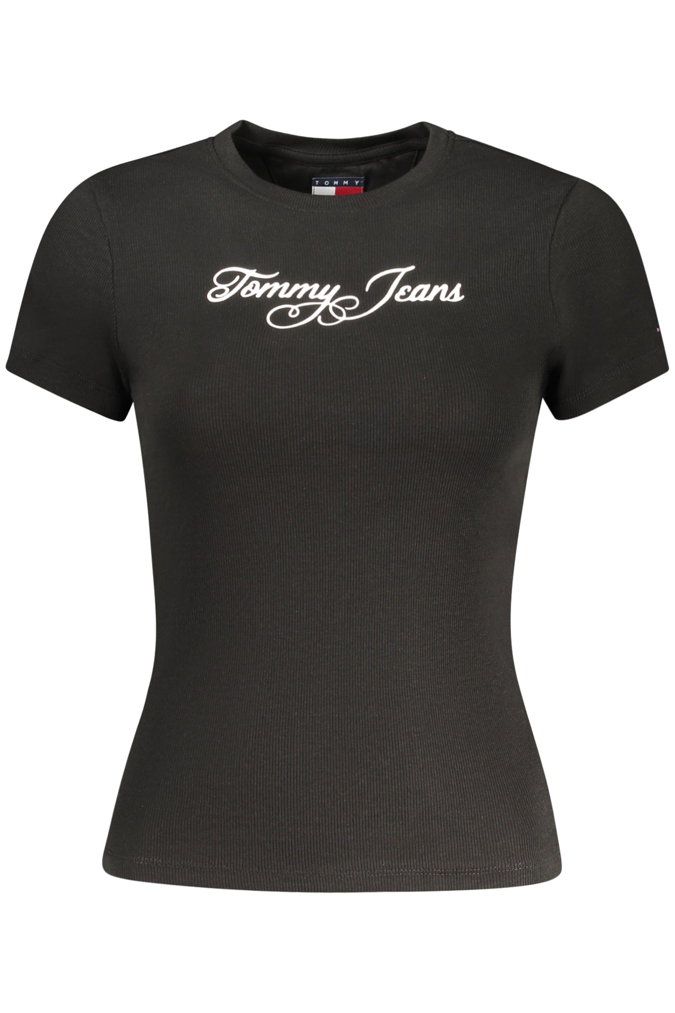 TOMMY HILFIGER DAMEN-T-SHIRT MIT KURZEN ÄRMELN, SCHWARZ