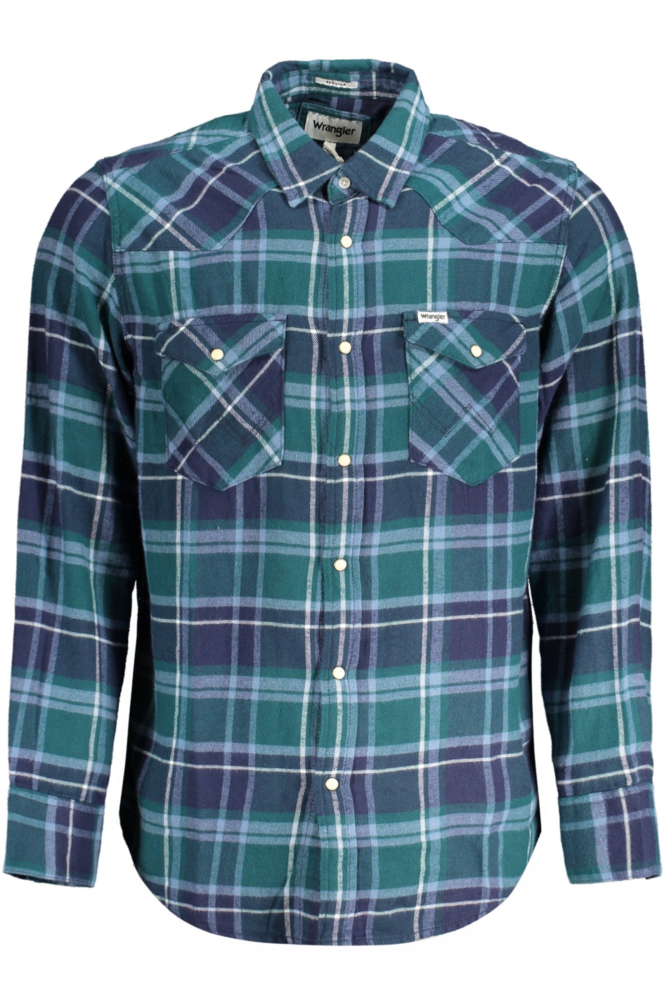 WRANGLER HERREN-GRÜNES LANGARMHEMD Grün S 5401139102743